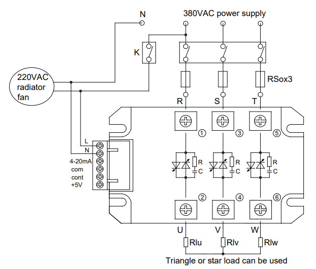 Třífázový solid state AC regulátor napětí 380V, briv