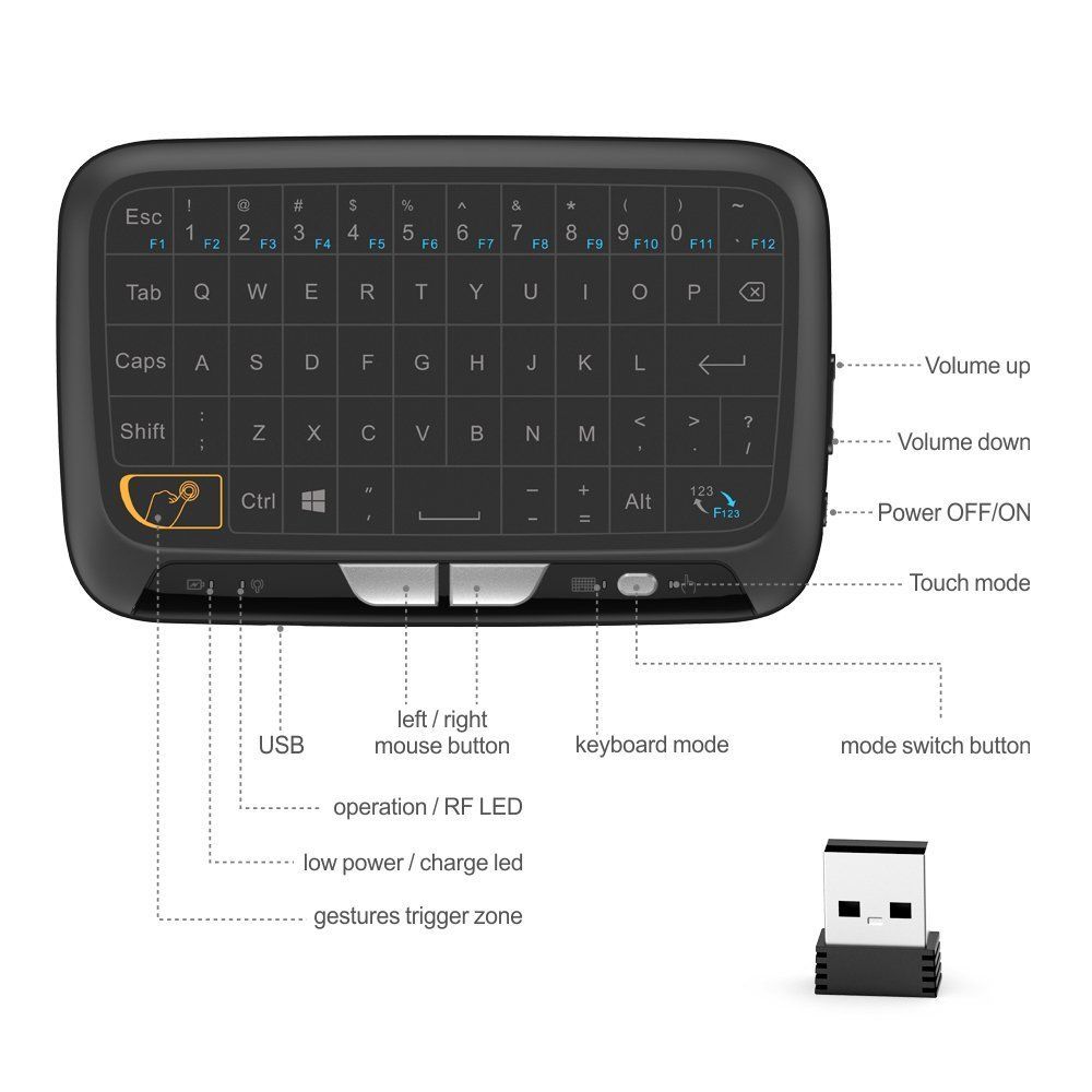 H18 mini touchpad klávesnice, briv