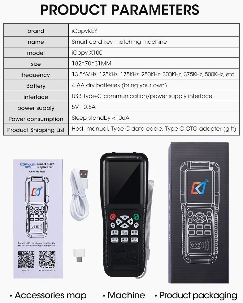 iCopy X100 ruční čtečka RFID čipů a karet, briv