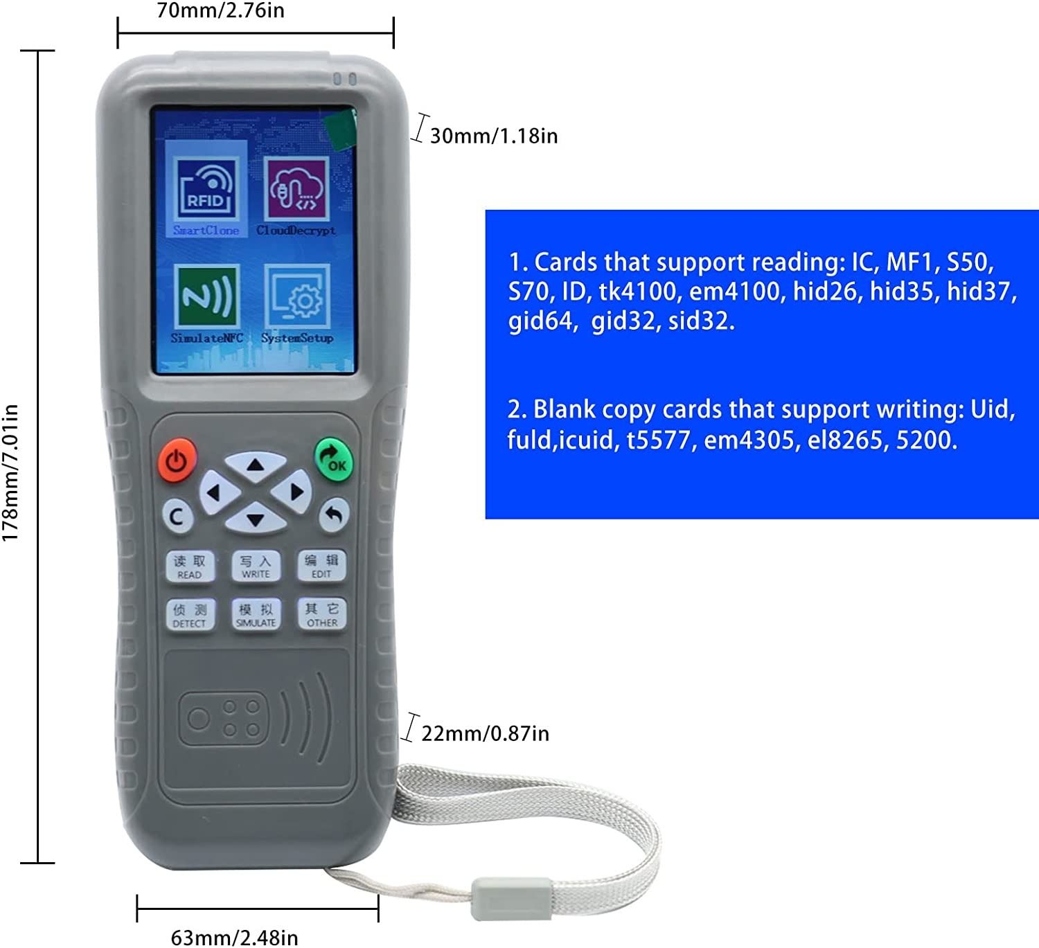 iCopy X100 ruční čtečka RFID čipů a karet, briv