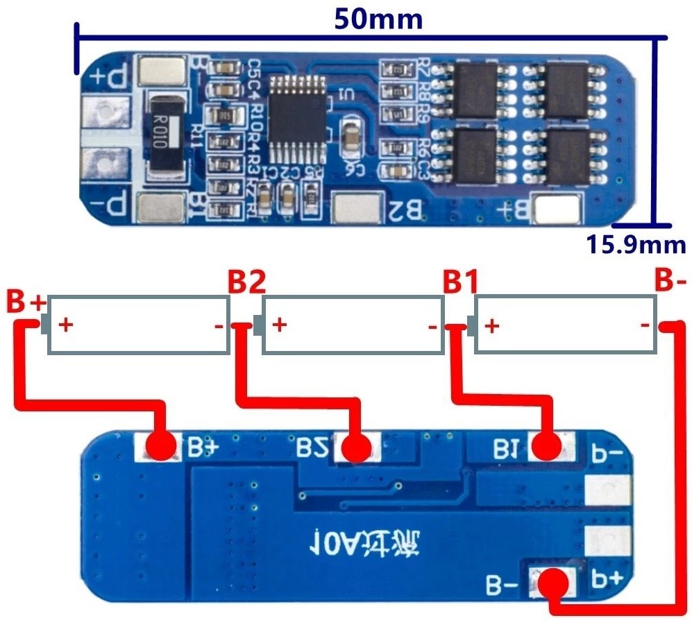 HX-3S-01 BMS 3S 12V 10A, briv