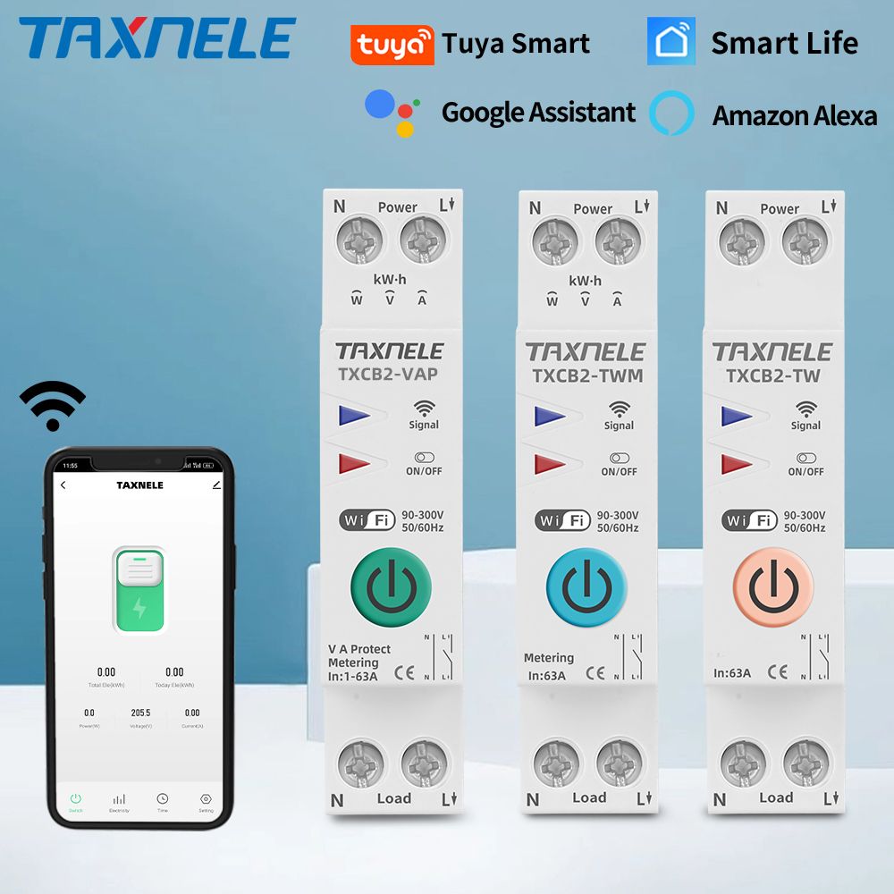 63A 1P+N WIFI smart switch elektroměr KWh, briv