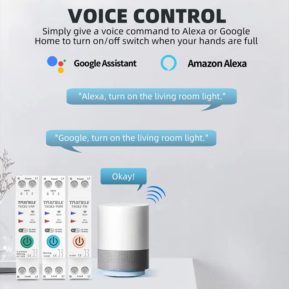 63A 1P+N WIFI smart switch elektroměr KWh, briv