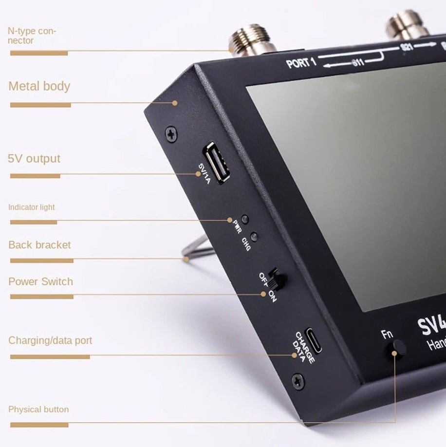 SV4401A 4.4G VNA s kapacitní dotykovou obrazovkou, briv