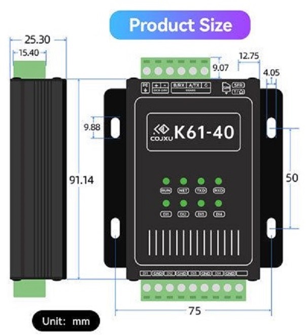 K61-DL20 Relé, spínač, vysílač dálkového ovládání, přenosu RS485, briv