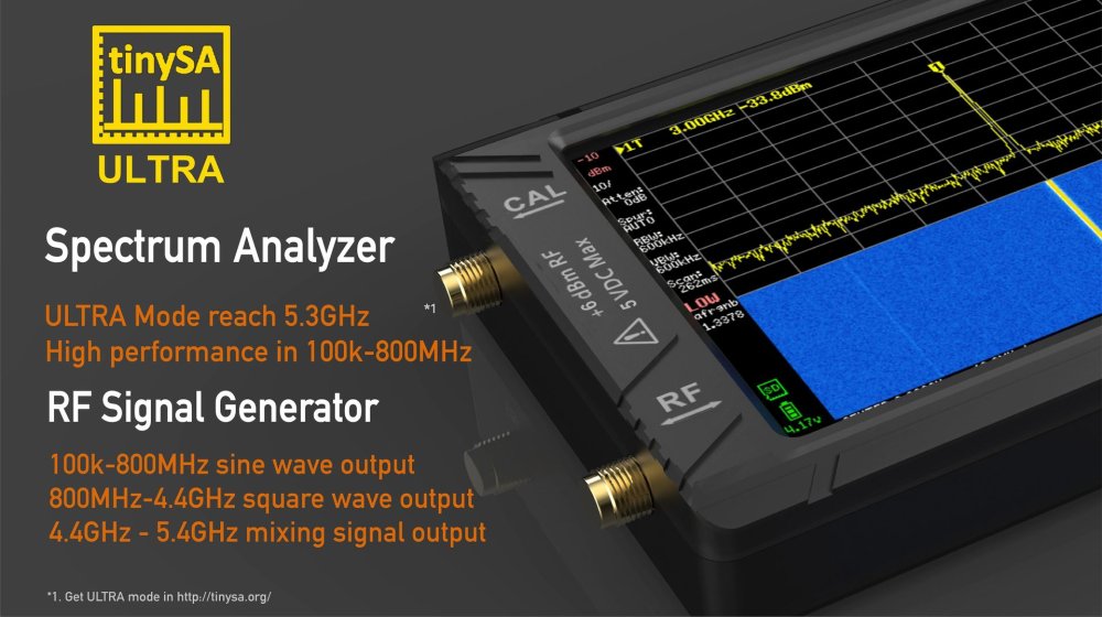 tinySA ULTRA+ ZS-407, profesionální, analyzátor a generátor, briv