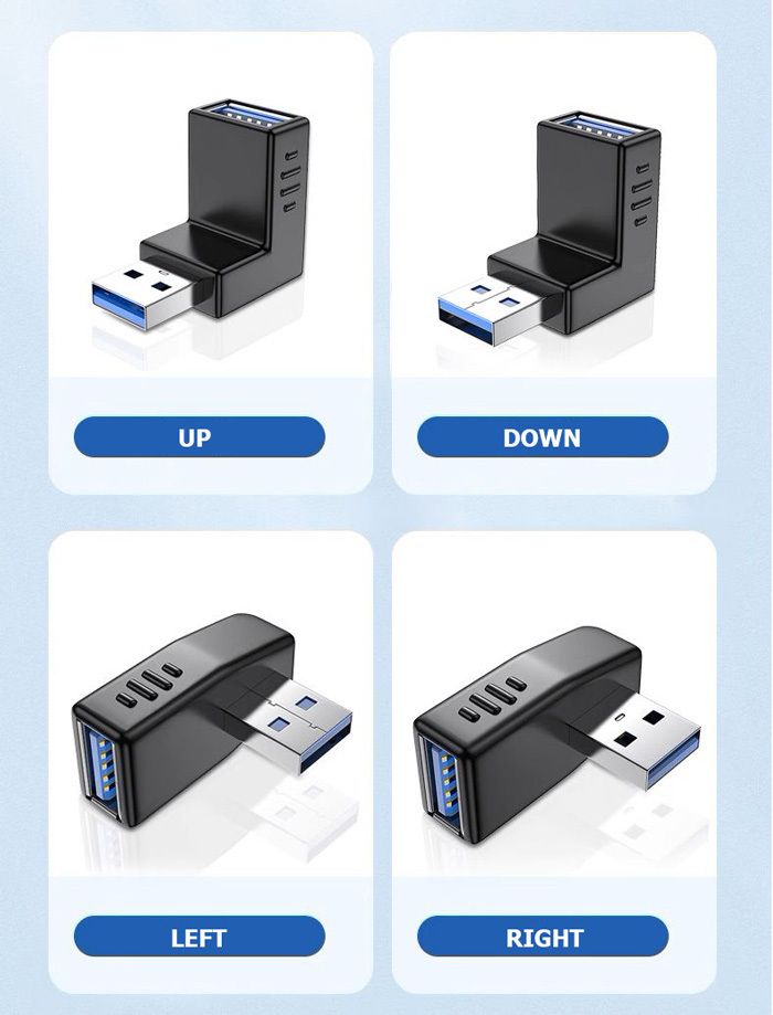 Rohový USB 3.0 adaptér / Roh / 90°/ MALE - FEMALE, ve tvaru L, briv