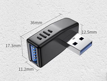 Rohový USB 3.0 adaptér / Roh / 90°/ MALE - FEMALE, ve tvaru L, briv