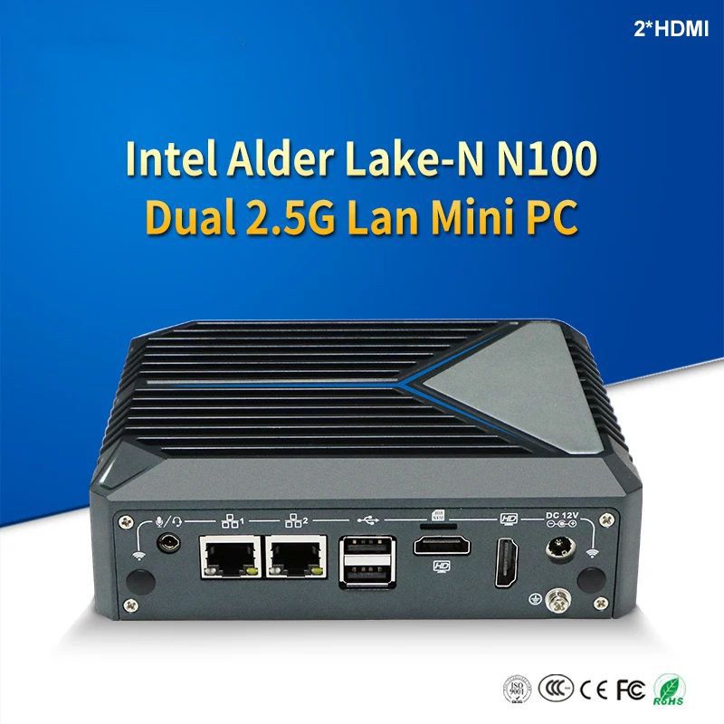 N1321 N100 průmyslové mini PC, barebone, fanless, briv