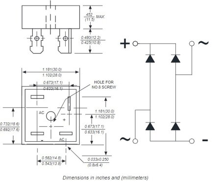 KBPC5010 50A 1000V usměrňovač diodový můstek - jednofázový