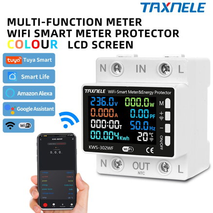 Tuya WiFi 8v1 elektroměr 170-270V/63A