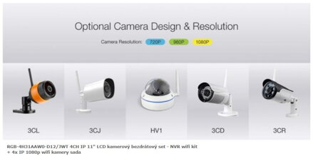 RGB-4H31AAW0-D12/JWT 4CH IP 11" LCD kamerový bezdrátový set - NVR wifi kit + 4x IP 1080p wifi kamery sada